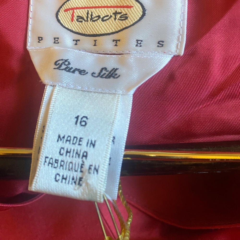 Talbots Petite nwt red pure silk blazer 2 pcs set size 16 - Picture 5 of 5